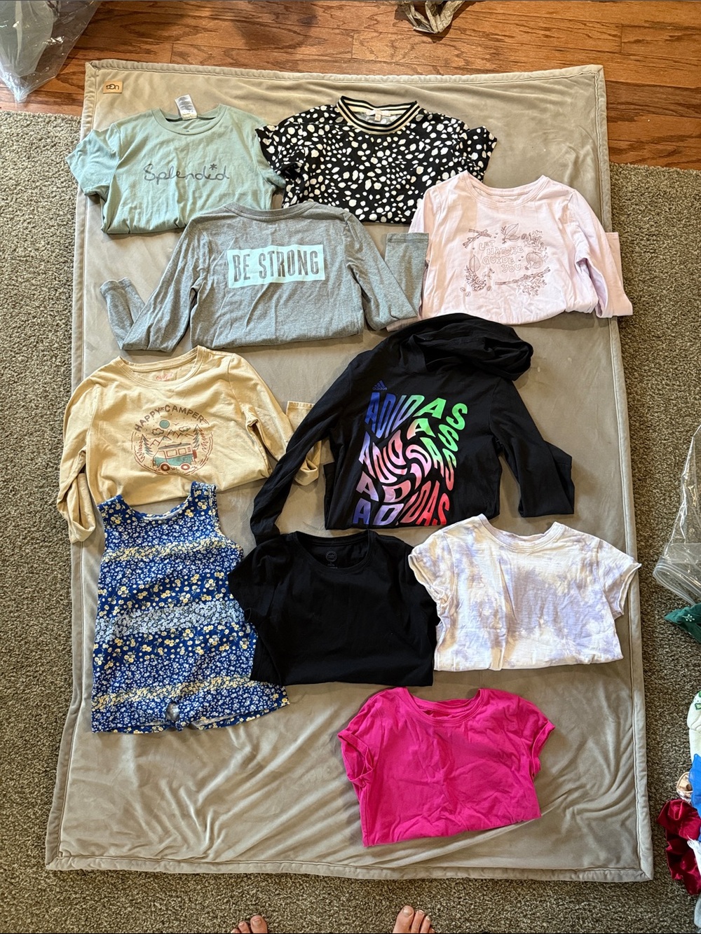 Mixed Girls Tops Bundle - size 10/12 Black, Pink, Blue, Gray, Yellow